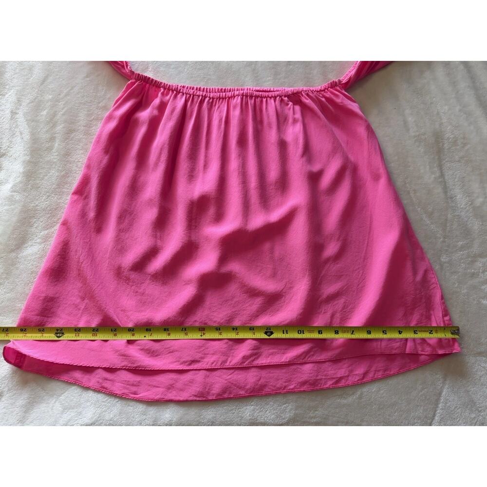Lilly Pulitzer Size Large Sanilla Top 100% Silk Off the Shoulder Blouse Hot Pink - Picture 13 of 13